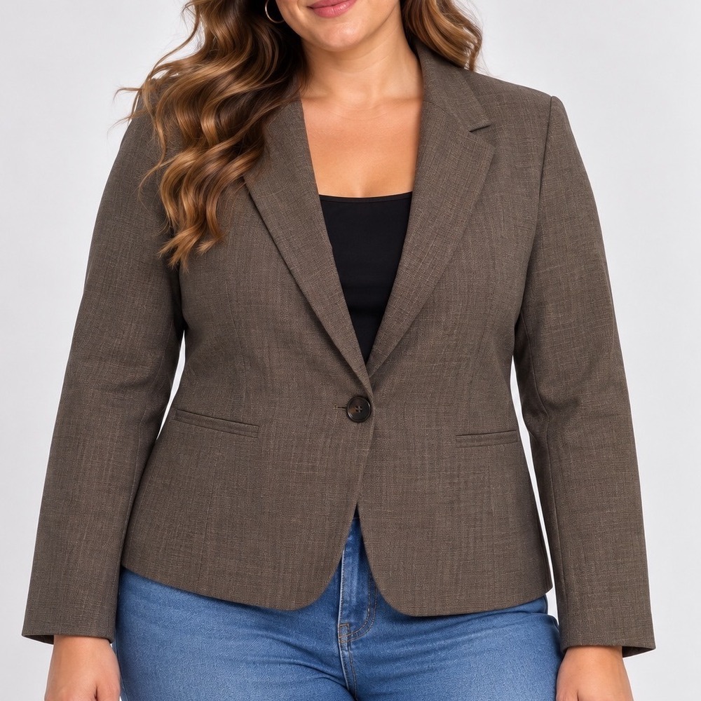 Ann Taylor Size 6 Brown Wool Blend Blazer Single Button Tailored Career Preppy